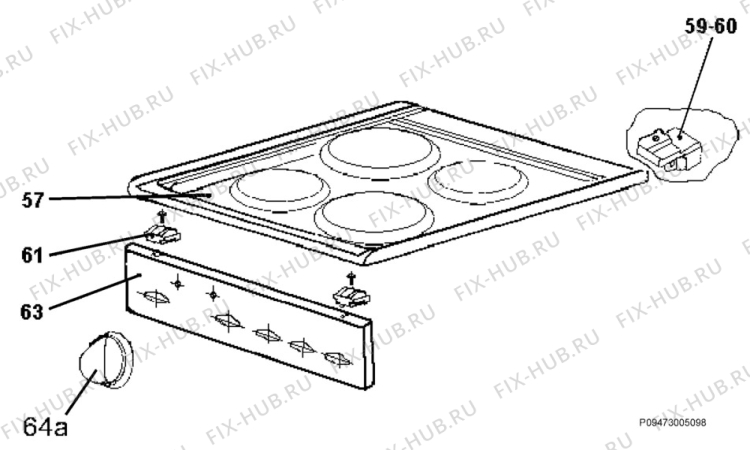 Взрыв-схема плиты (духовки) Zanussi ZCE532W - Схема узла Section 4